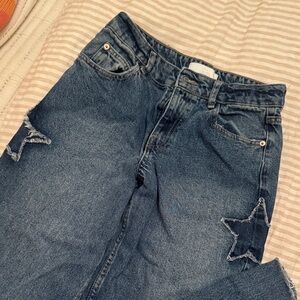 Zara KIDS Dark Blue Straight Leg Jeans with Star Details